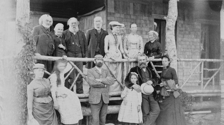 Alexander Graham Bell with his family and friends
