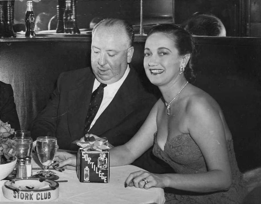 Alfred Hitchcock and Dorothy Lamour at the Stork Club (cropped)