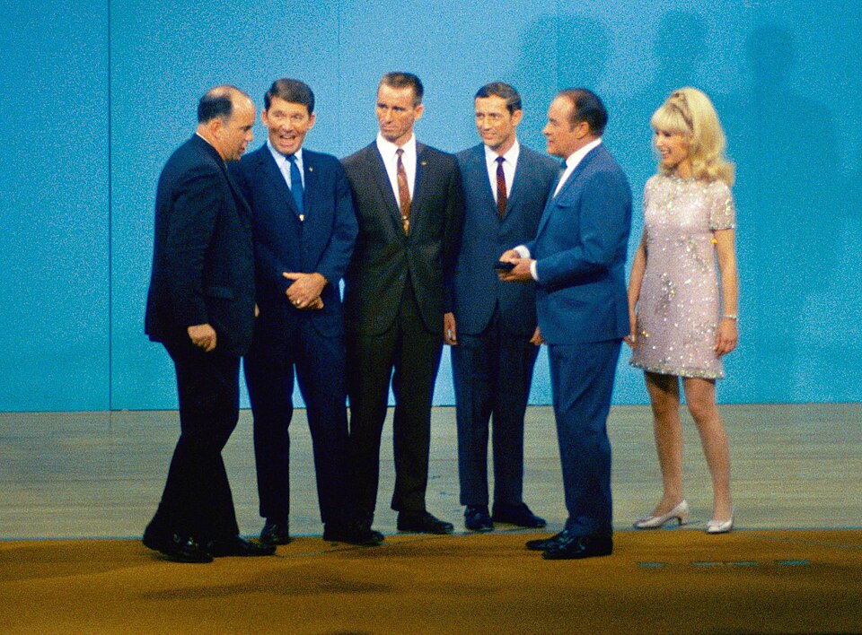 Apollo 7 crew Bob Hope Barbara Eden at MSC Nov 6 1968