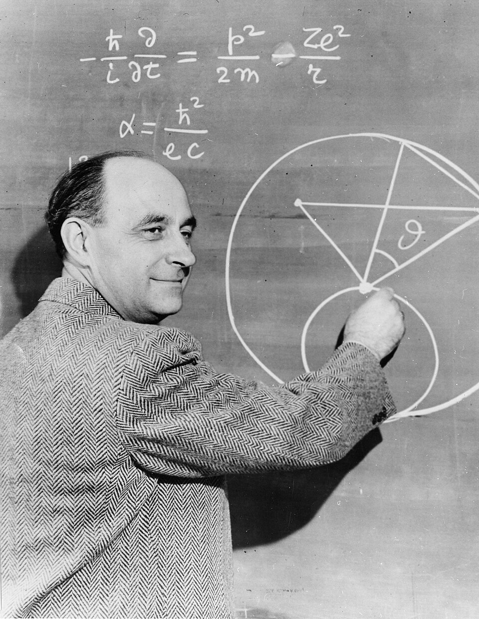 Enrico Fermi at the blackboard