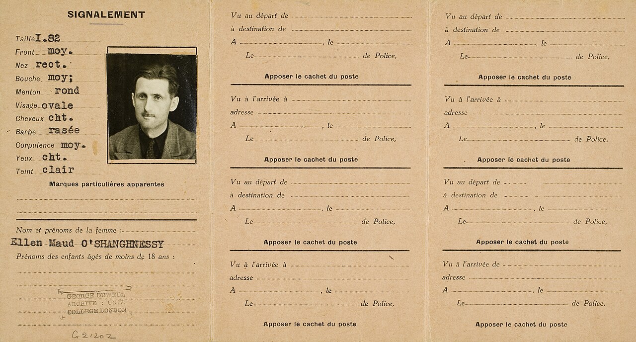 George Orwell's Moroccan identity card (front)