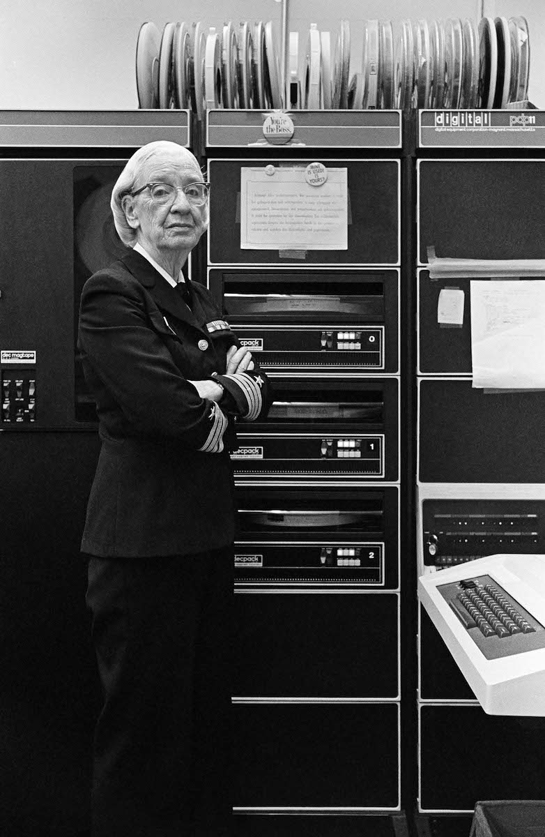 Grace Murray Hopper, in her office in Washington DC, 1978, &copy;Lynn Gilbert