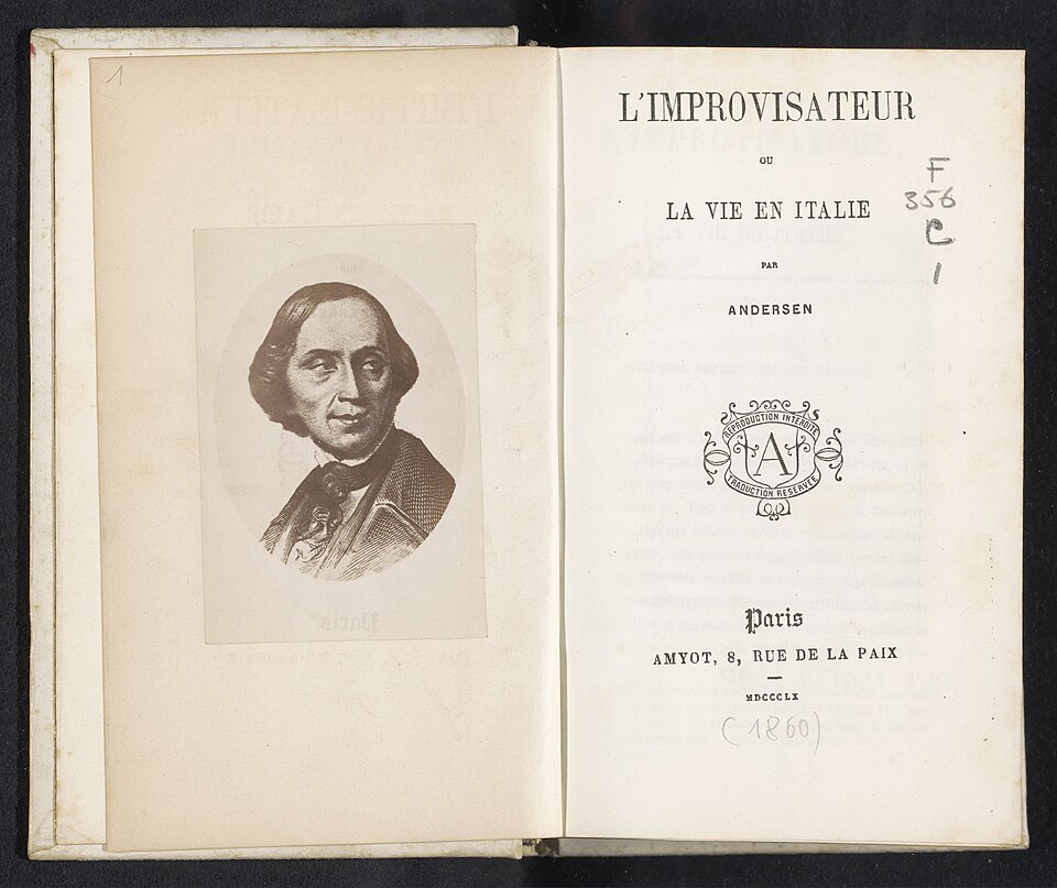 Fotoreproductie van een prent, voorstellende een portret van Hans Christian Andersen, RP-F-2001-7-640-1