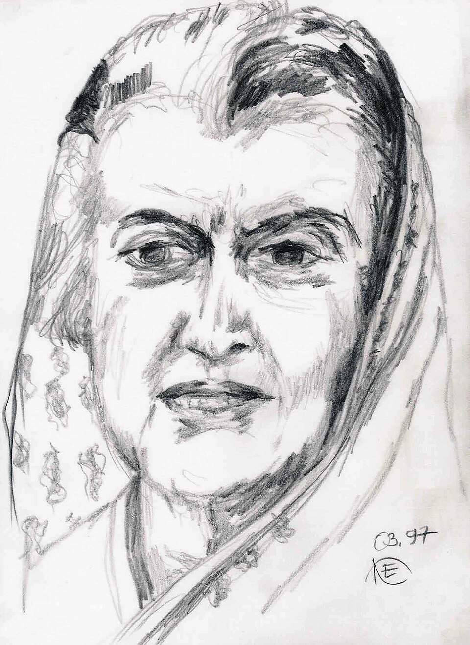 Indira Gandhi (portrait, 1997)
