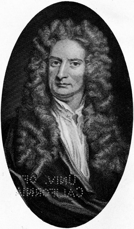 Isaac Newton woodcut, frontispiece to Mach