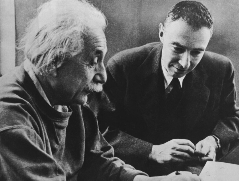 Albert Einstein with J. Robert Oppenheimer