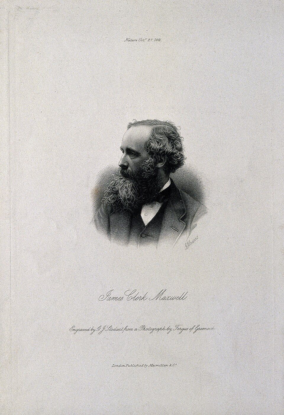 James Clerk-Maxwell. Stipple engraving by G. J. Stodart, 188 Wellcome V0001155