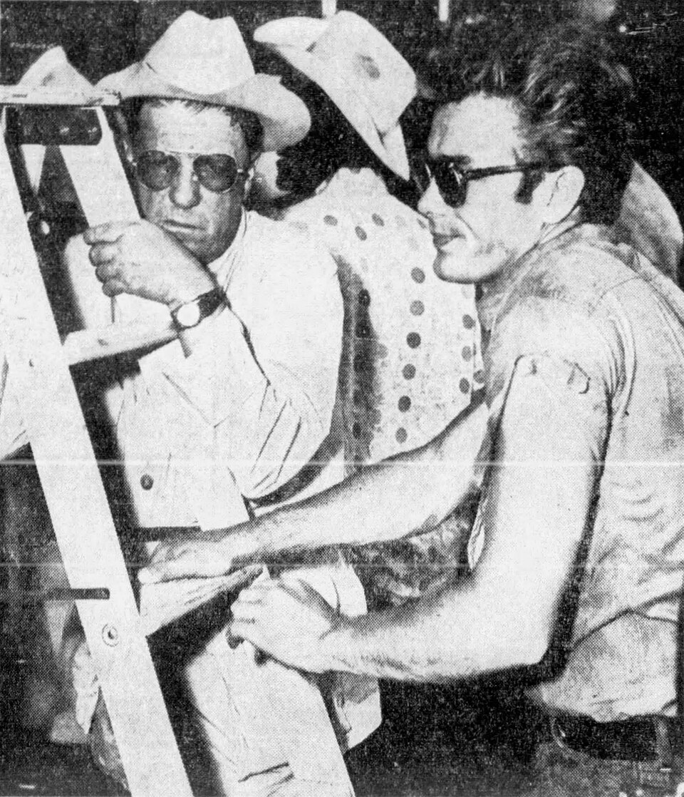 James Dean & George Stevens on set of Giant (1955)