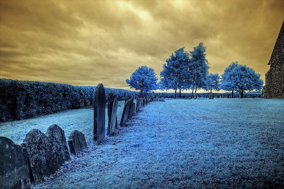 Infrared HDR All Saints church Crowfield Suffolk (3376941956)