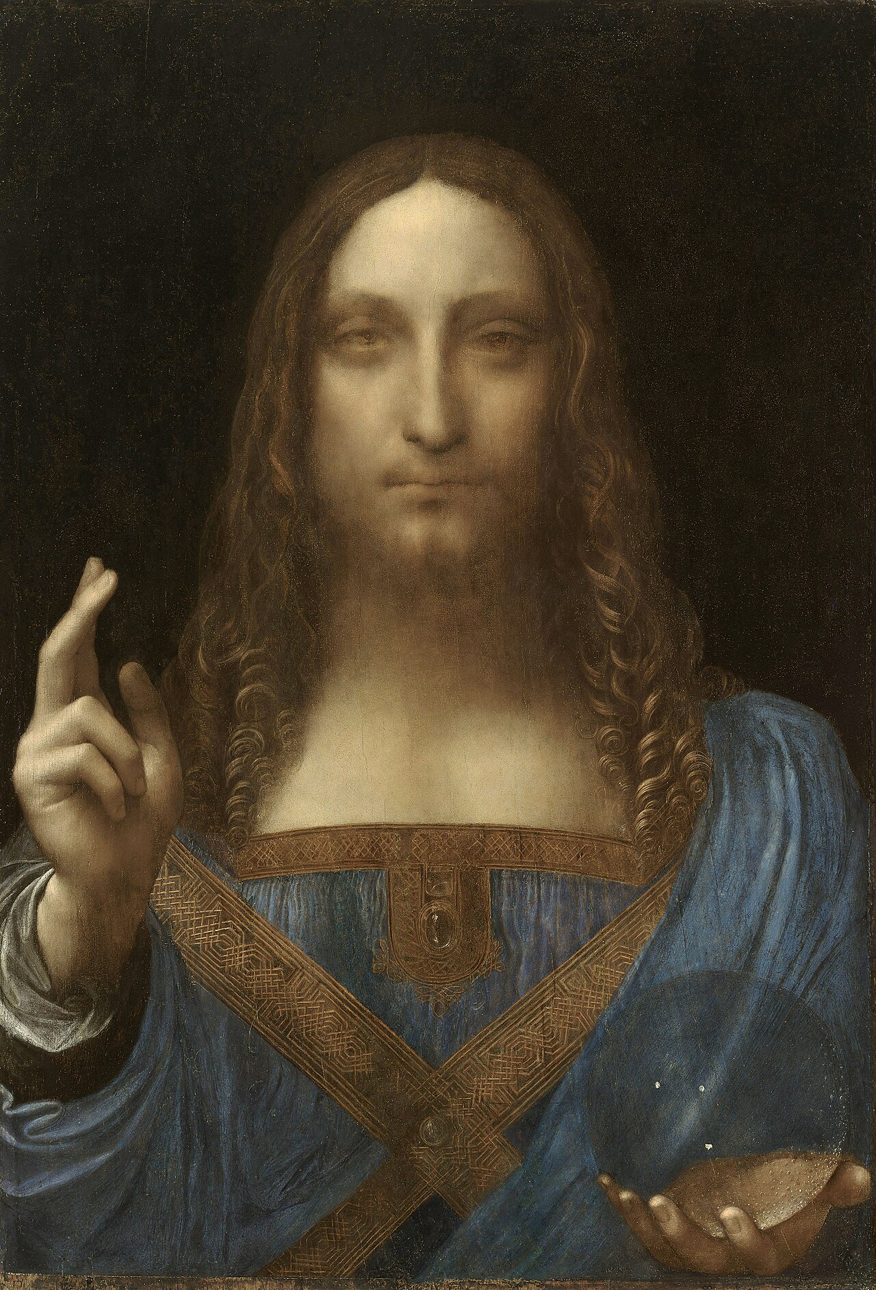 Leonardo da Vinci, Salvator Mundi, c.1500, oil on walnut, 45.4 &times; 65.6 cm