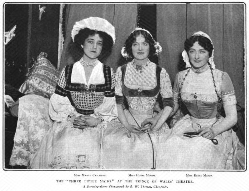 Madge Crichton (1879&ndash;1951), Hilda Moody, and Delia Mason in Three Little Maids