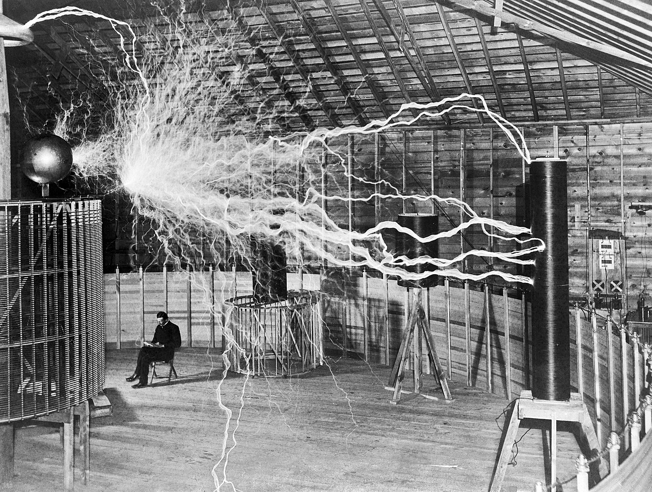 Nikola Tesla, with his equipment Wellcome M0014782 - restoration2