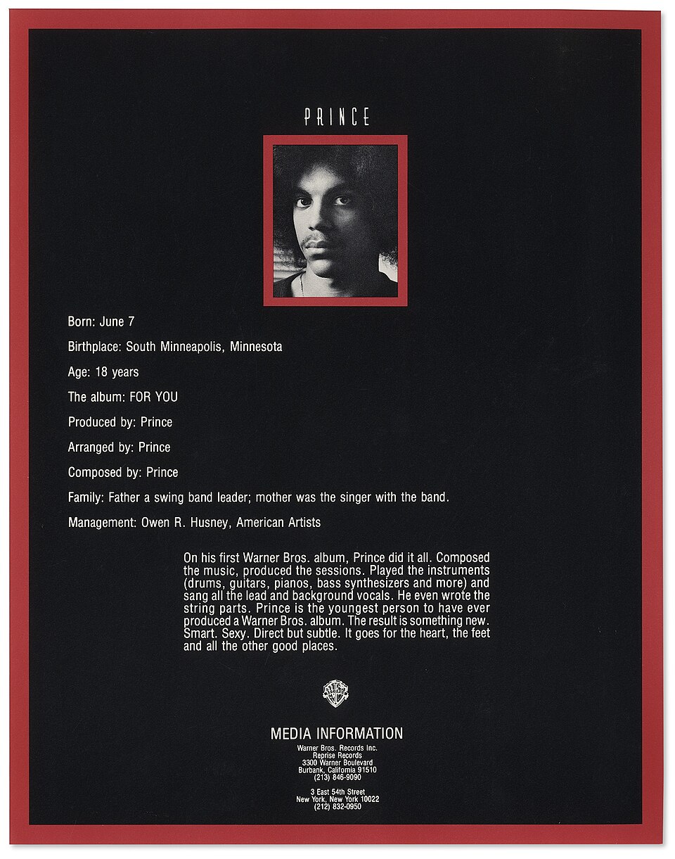Prince For You one sheet