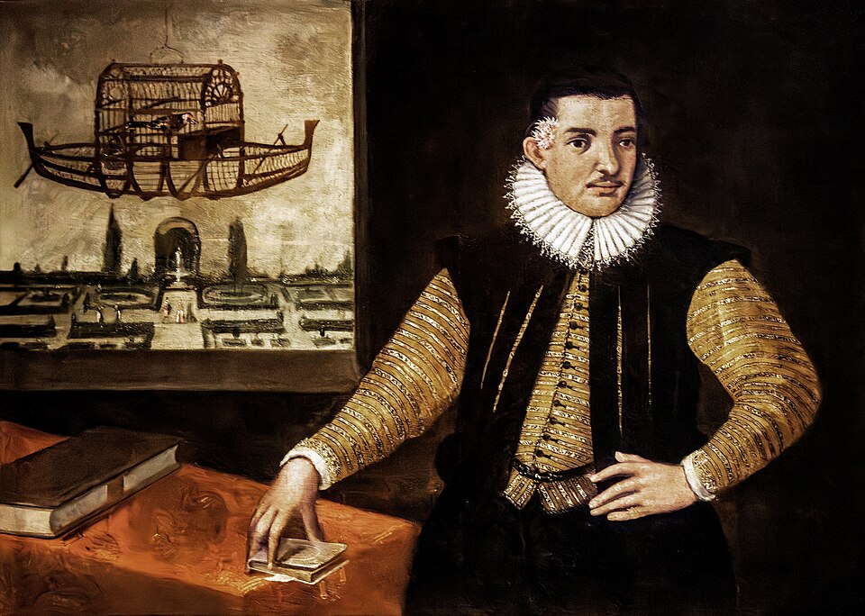 (Treviso) Portrait of a gentleman in the study by Ludovico Pozzoserrato