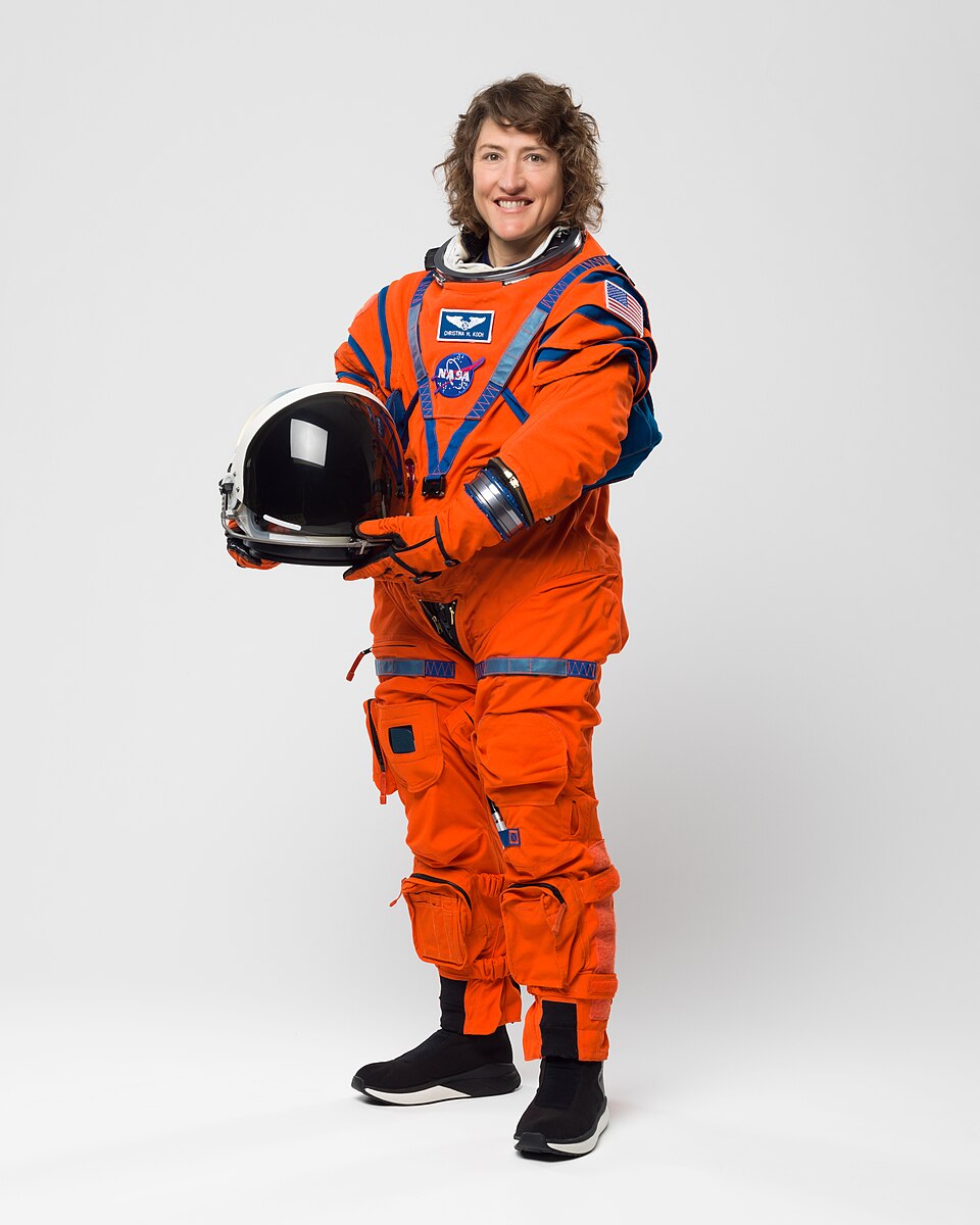 Christina Koch in the Orion Crew Survival System suit