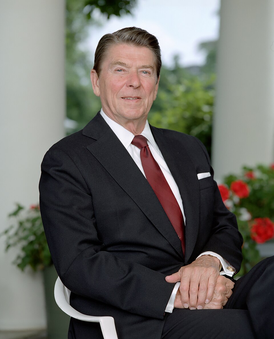 Official Portrait of President Ronald Reagan on The Oval Office Patio