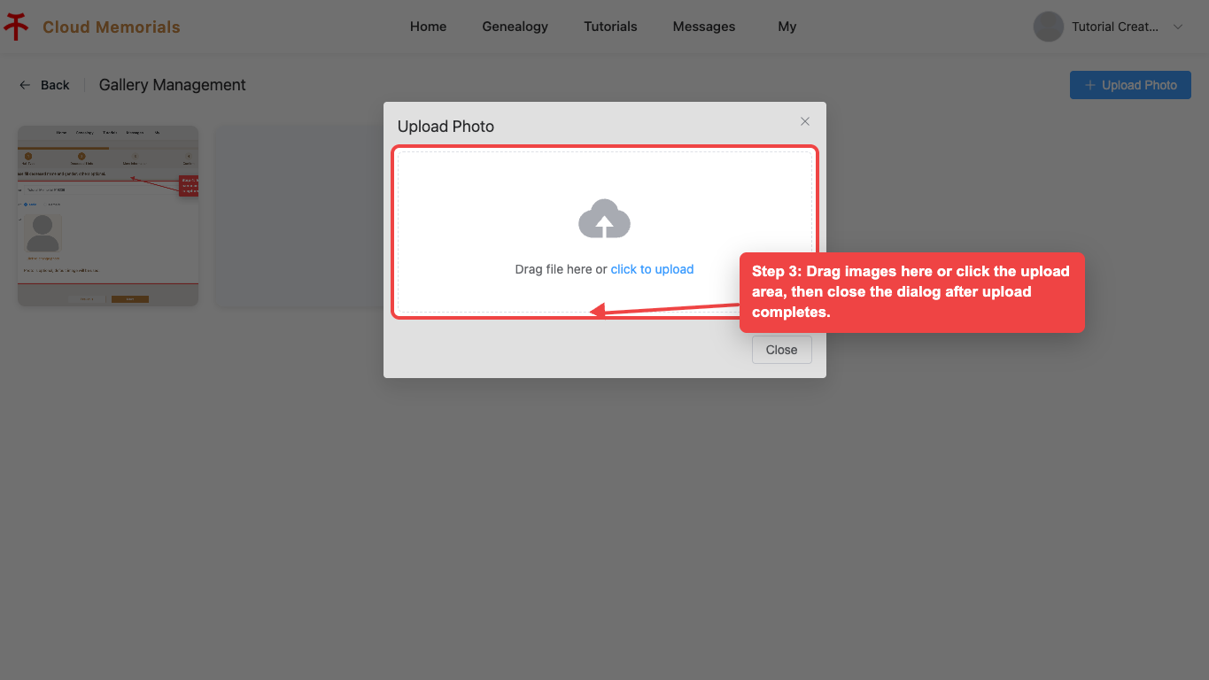 Upload images